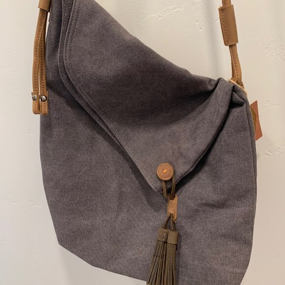DeVan Canvas & Leather Crossbody Bag BOHO Minimalist - Picture 1 of 6